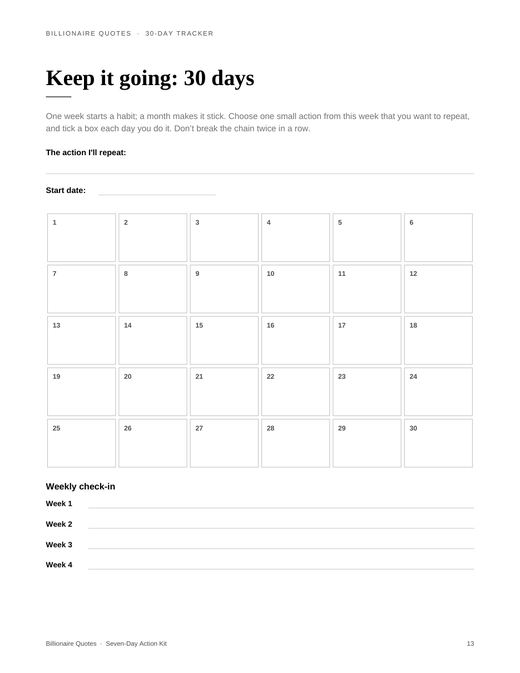 30-day tracker page