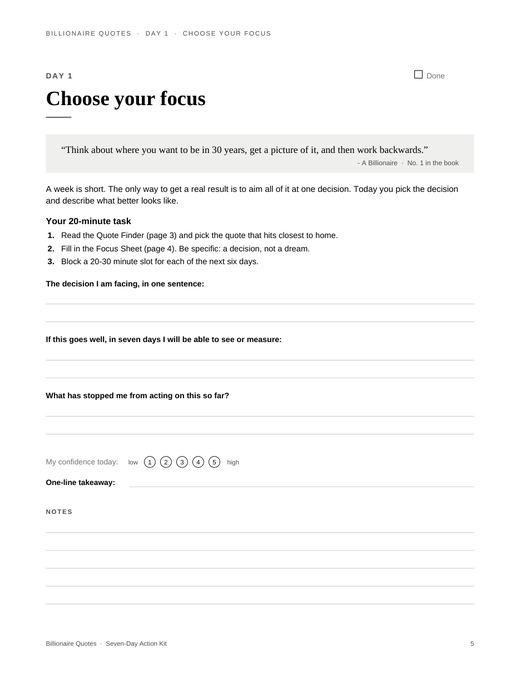 Day 1 worksheet: Choose your focus